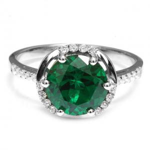 Inel Round Luxury Smarald 3 carate Argint Borealy Marimea 6,5 [1]