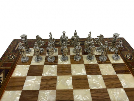 Joc de SAH din lemn cu piese din metal AURII/ARGINTII, calitate premium [2]