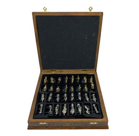 Joc de SAH din lemn cu piese din metal AURII/ARGINTII, calitate premium [5]