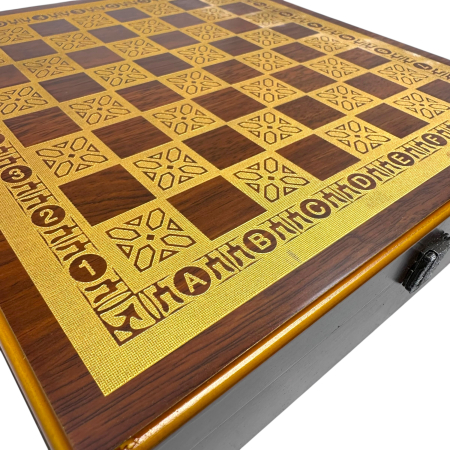 Set Șah Clasic – Piese Alb/Negru din Lemn + Tablă Decorată [1]