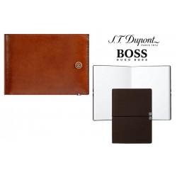 Set Leather Wallet Bank Note Brown S.T. Dupont si Note Pad Burgundy Hugo Boss [0]