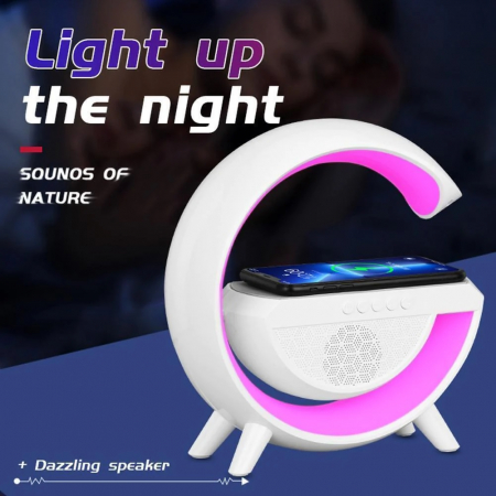Life Assistant - Lampa, Difuzor multifuncțional de ceas cu alarmă, încărcător wireless, lumină rgb de control al aplicațiilor [2]