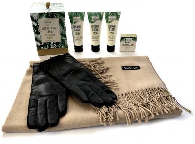 Luxurious Gift Esarfa Casmir, Mănuşi Piele naturală & Cosmetice Coconut & Lime Scottish Fine Soaps - personalizabil [3]