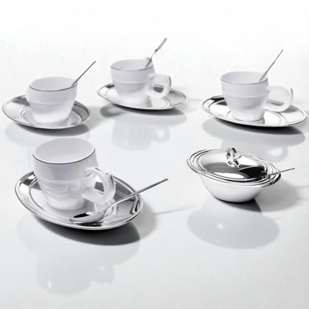 Cadouri nunta - Luxury Silver Coffee Set For Four by Chinelli - Made in Italy