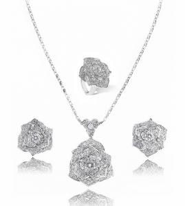 Luxury Rosa Set Cercei Borealy Colier Si Inel [0]