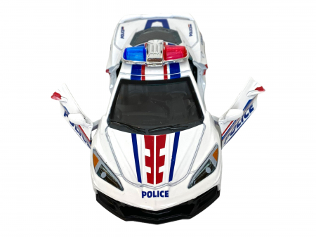 Masinuta de Politie pentru copii, metalica - Alba - cu usi ce se deschid [2]
