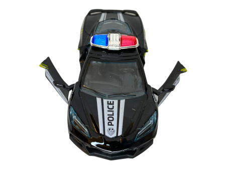 Masinuta de Politie pentru copii, metalica - Neagra  - cu usi ce se deschid [4]