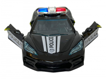 Masinuta de Politie pentru copii, metalica - Neagra  - cu usi ce se deschid [3]