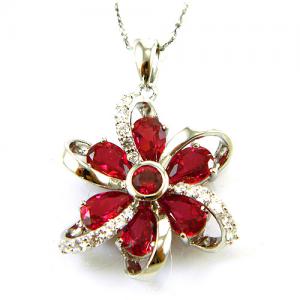 Cercei şi medalion Flower Rubin by Borealy Argint 925 [2]