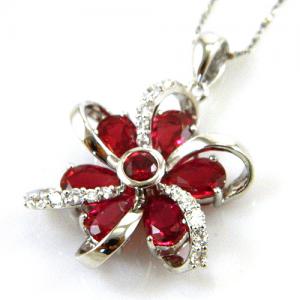 Cercei şi medalion Flower Rubin by Borealy Argint 925 [8]