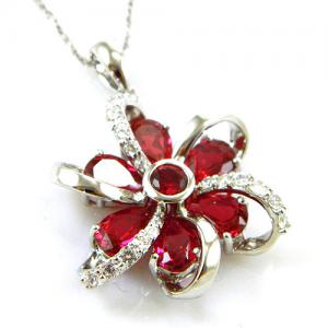 Cercei şi medalion Flower Rubin by Borealy Argint 925 [9]