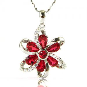 Cercei şi medalion Flower Rubin by Borealy Argint 925 [6]