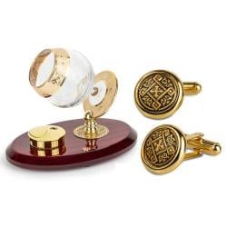 Cadouri pentru Nas - Set Încălzitor de Cognac de Lux by Credan si Butoni Gold Round by Credan