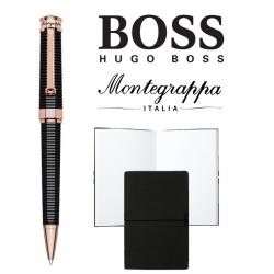 Set Nero Uno Red Gold Ballpoint Pen Montegrappa si Note Pad Hugo Boss [0]