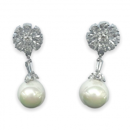 Flower Cercei Pearl Simulated Diamond [0]