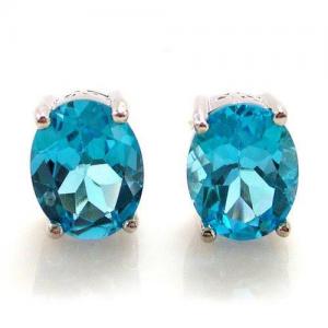 Ocean Blue Topaz Cercei si Colier - Pietre Pretioase Naturale Argint 925 [4]