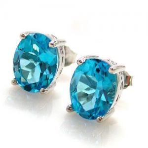 Ocean Blue Topaz Cercei si Colier - Pietre Pretioase Naturale Argint 925 [1]