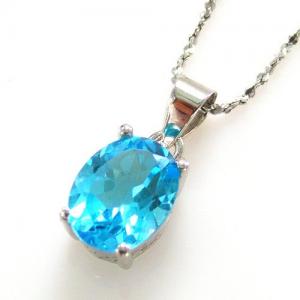 Ocean Blue Topaz Cercei si Colier - Pietre Pretioase Naturale Argint 925 [2]