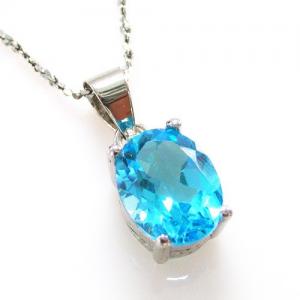 Ocean Blue Topaz Cercei si Colier - Pietre Pretioase Naturale Argint 925 [3]