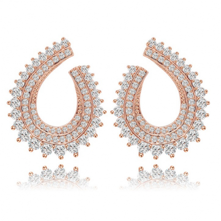 Olive Leaf Micro Pave Diamonds Gold Cercei [0]