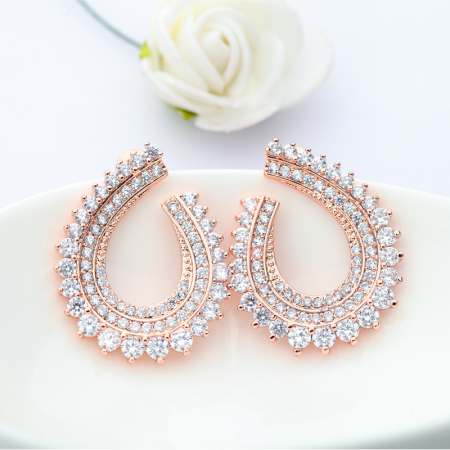 Olive Leaf Micro Pave Diamonds Gold Cercei [1]