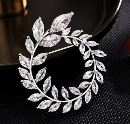 Olive Branch Leaf Diamonds Brosa & Cadou Esarfa Matase [2]