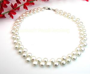 Colier Perle White Naturale de Cultură Button [0]