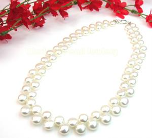 Colier Perle White Naturale de Cultură Button [3]