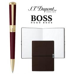 Set Pix S.T. Dupont Liberte Red Lacquer Yellow Gold si Note Pad Burgundy Hugo Boss [0]