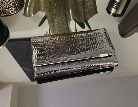Portofel Dama Dark Black - piele naturala Croco [3]