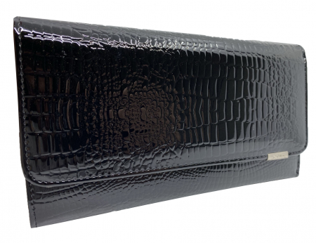 Portofel Dama Dark Black - piele naturala Croco [1]