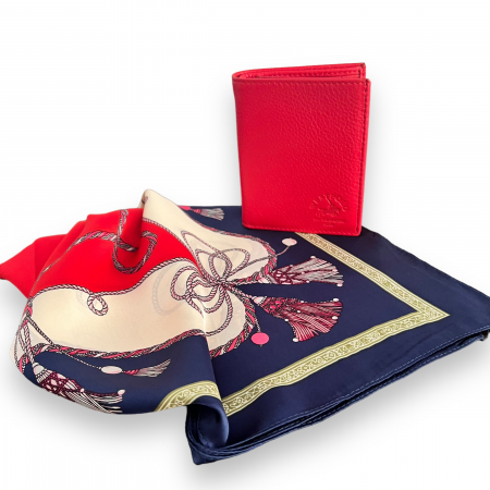 Cadou portofel West Polo Rouge piele naturala & Esarfa Matase [1]