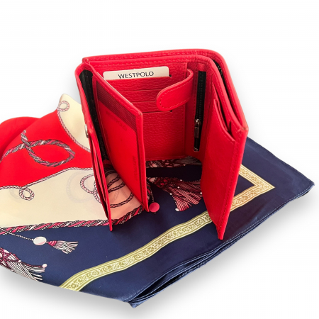 Cadou portofel West Polo Rouge piele naturala & Esarfa Matase [2]