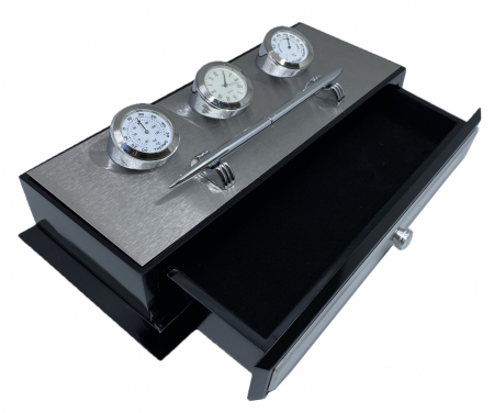 Business Desk Premium Silver - Ceas, Termometru, Higrometru [1]