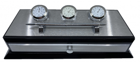 Business Desk Premium Silver - Ceas, Termometru, Higrometru [0]