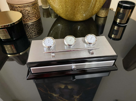 Business Desk Premium Silver - Ceas, Termometru, Higrometru [3]