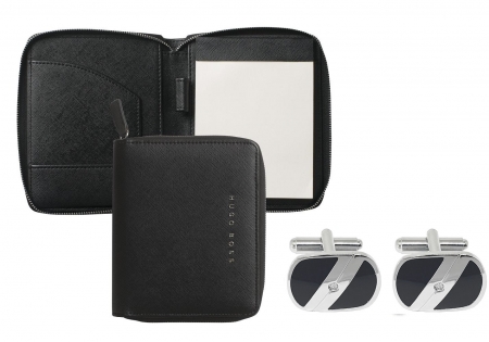 Premium Business Gift Set Mapa Conferinta Hugo Boss A6 si Butoni Tourbillon Silver [0]