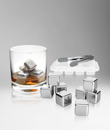 Round Cooling Cubes - Cuburi otel pentru racire bauturi si cleste otel [1]