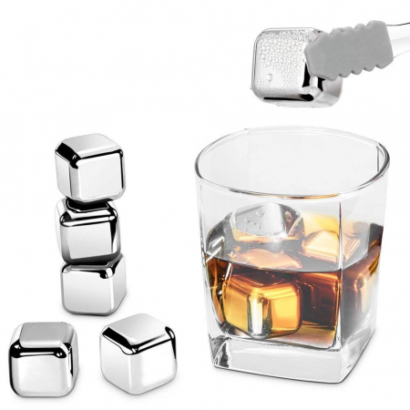Round Cooling Cubes - Cuburi otel pentru racire bauturi si cleste otel [3]