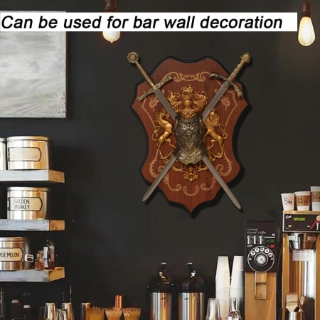 Blazon Decorativ Medieval cu Două Săbii și Scut [1]