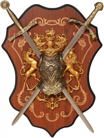 Blazon Decorativ Medieval cu Două Săbii și Scut [0]