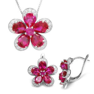 Colier şi Cercei Borealy Rubin Flowers 10 carate & Silver [0]