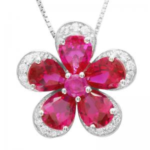 Colier şi Cercei Borealy Rubin Flowers 10 carate & Silver [8]