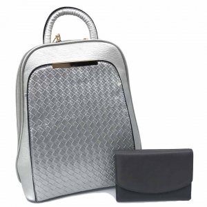 Rucsac Piele Coco Mademoiselle Silver si Portofel piele naturala [0]