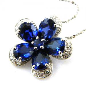 Safir Flowers Colier şi Cercei 10 carate & Silver 925 [4]