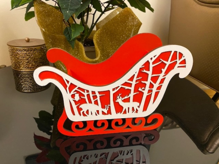 Saniuta decorativa Craciun, din lemn, 25 x 20 cm [0]