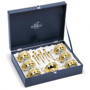 Cadouri pentru Fin - Serviciu de Cafea/ Ceai 6 Persoane Gold Plated by Chinelli - made in Italy
