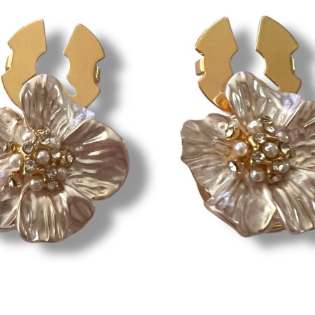 Butoni Damă Aurii Floare cu Perle Set Elegant [2]