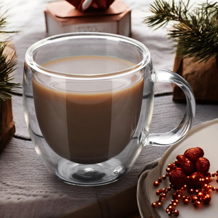 Cadouri Secret Santa - Set 2 Cani Cappuccino din sticla dubla 180 ml Kitchen