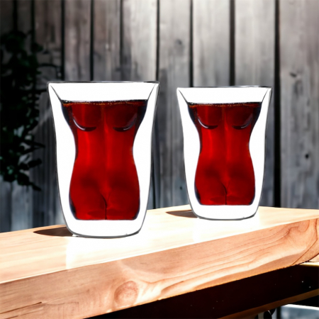 Set 2 Pahare din sticla dubla Beauty Body 180 ml [0]